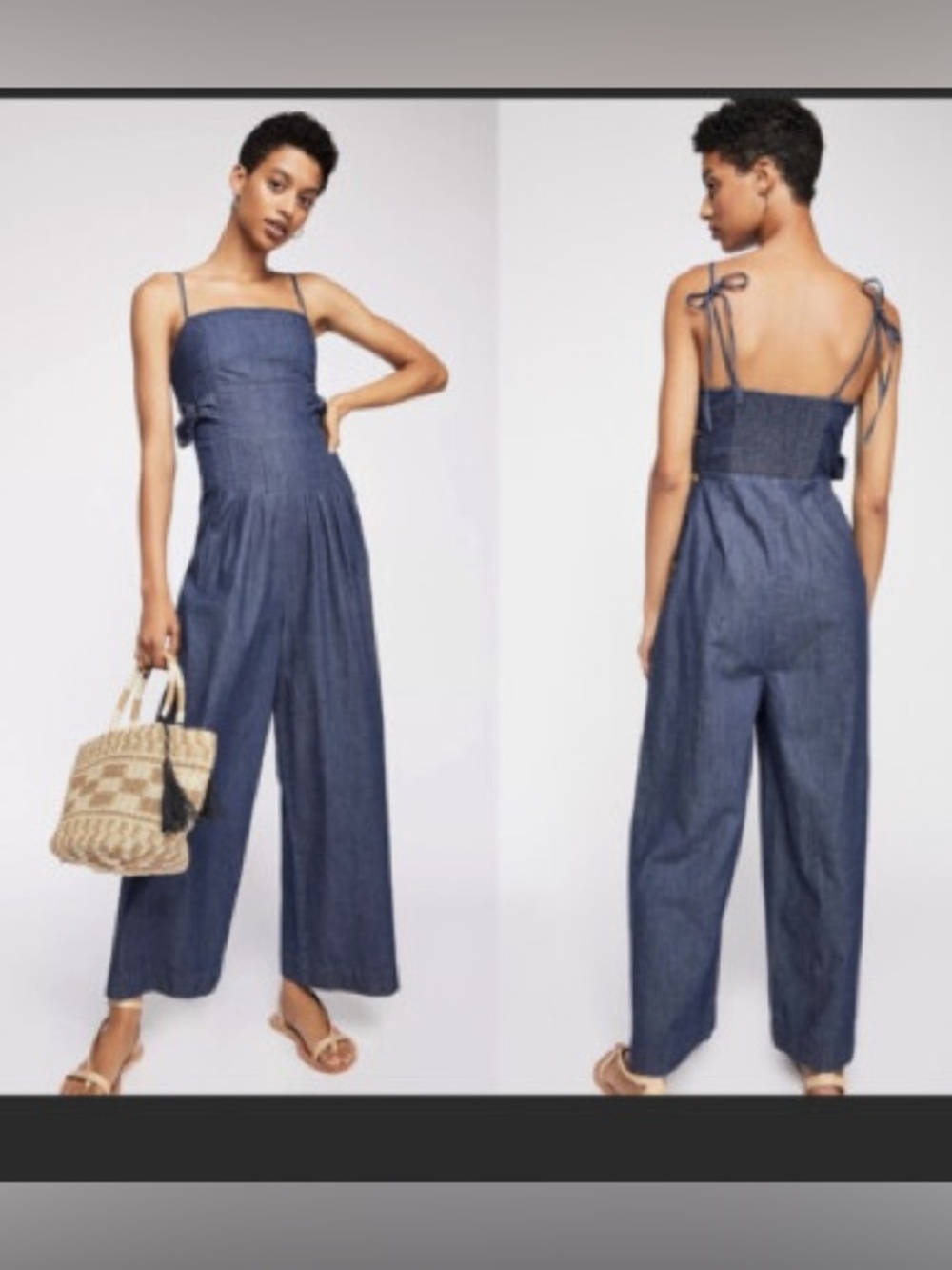 Free people Brittany overalls Wide leg Denim jumper size 10